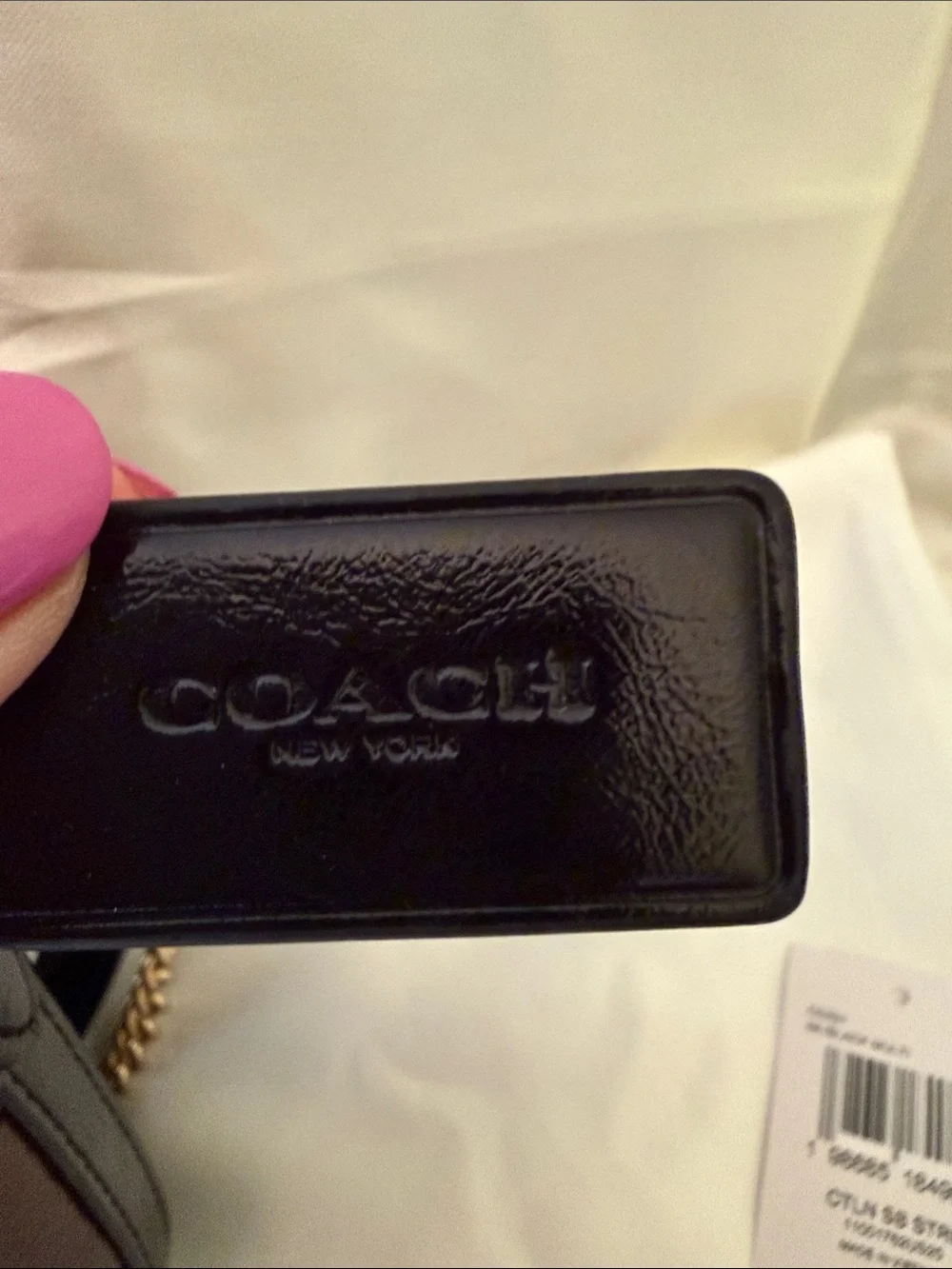 🖤🤎Coach NEW Caitlin Stripe-Crinkle Cut Leather Bag in Brown/Black Gold Hardware